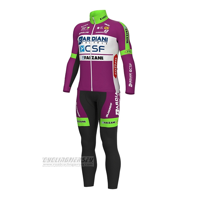 2022 Cycling Jersey Bardiani Csf Faizane Green Purple Long Sleeve and Bib Short